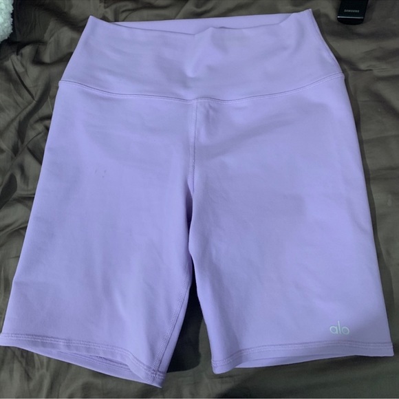 ALO Yoga Biker Shorts in Ultraviolet Purple - Picture 2 of 10